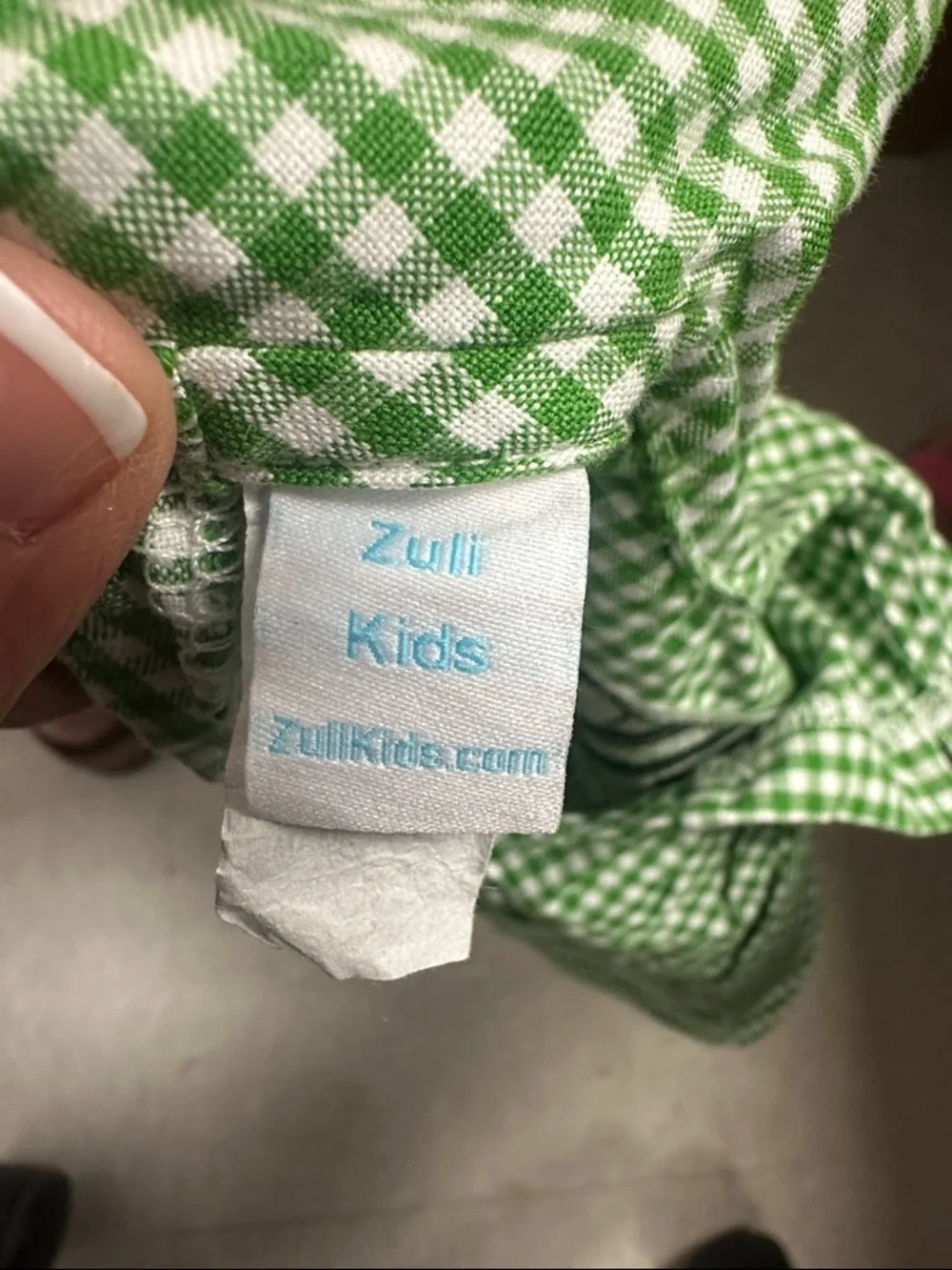 Green Gingham Baby Bubble with Monogram - Picture 3 of 4
